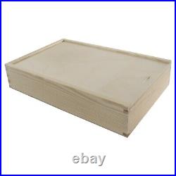 Large Wooden Box With Sliding Lid And 2 Compartments For Photos Pictures Memory