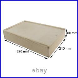 Large Wooden Box With Sliding Lid And 2 Compartments For Photos Pictures Memory
