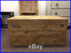 Large Wooden Chest Trunk Rustic Vintage Storage Blanket Box Coffee Table GWR