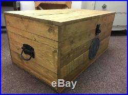 Large Wooden Chest Trunk Rustic vintage Storage Blanket Box Coffee Table GWR