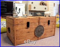 Large Wooden Chest Trunk Rustic vintage Storage Blanket Box Coffee table