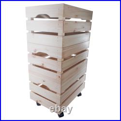 Large Wooden Crate With Wheels 1-4 Tier Plain Pine Saving Space Storage Box