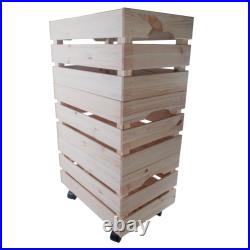 Large Wooden Crate With Wheels 1-4 Tier Plain Pine Saving Space Storage Box