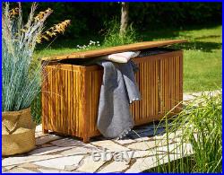 Large Wooden Garden Storage Box & Lid Outdoor Weatherproof 115cm Wide
