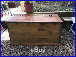 Large Wooden Ottoman Storage Chest Trunk Blanket Box Solid Pine DovetailedJoints