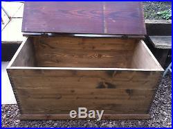 Large Wooden Ottoman Storage Chest Trunk Blanket Box Solid Pine DovetailedJoints