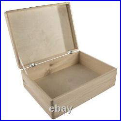 Large Wooden Storage Box With Lid / Pinewood Toy Chest Memory Keepsake Trunk