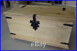 Large Wooden Storage Trunk Chest Box Solid Pine Blanket Vintage Home Furniture