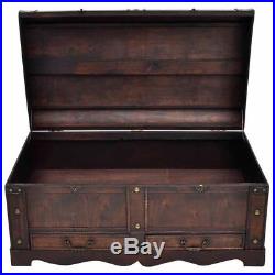 Large Wooden Treasure Chest Coffee Table With Storage Box Trunk Plywood Brown UK