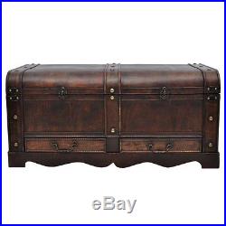 Large Wooden Treasure Chest Coffee Table With Storage Box Vintage Trunk Antique