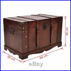 Large Wooden Vintage Treasure Chest Trunk Jewellery Storage Box Case Organiser