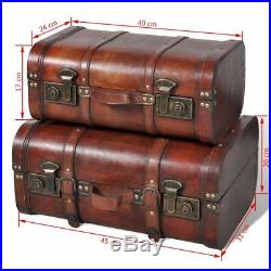 Large Wooden Vintage Treasure Chest Trunk Jewellery Storage Box Case Organiser