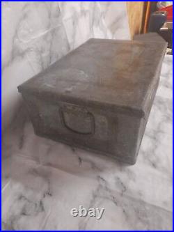 Large, antique galvanised toolchest, box chest, industrial