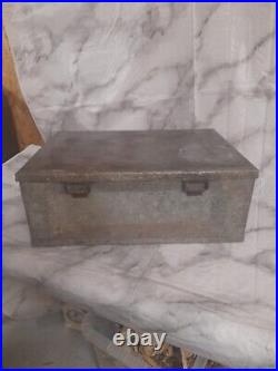 Large, antique galvanised toolchest, box chest, industrial