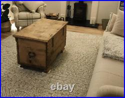 Large antique vintage blanket box, trunk, coffee table, storage box, chest, bench