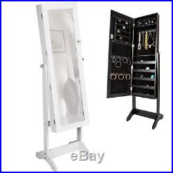 Large floor standing jewelry cabinet storage box organiser with mirror