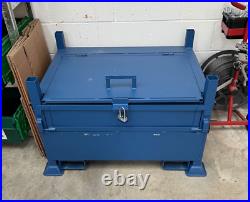Large heavy duty metal storage box with lid
