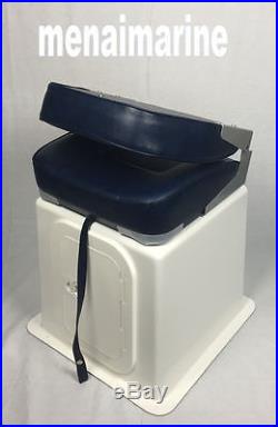 Large high back boat seat (folding) with seat storage box, 360 swivel and hatch