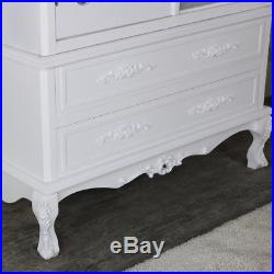 Large ornate white double wardrobe vintage French chic bedroom furniture storage
