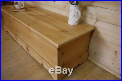 Large solid wooden waxed pine storage chest trunk box ottoman coffee table