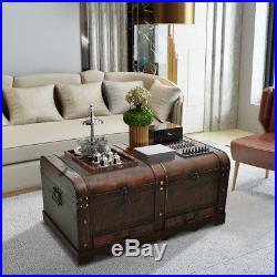 Large wooden Retro/Vintage treasure chest Trunk Living room storage box UK