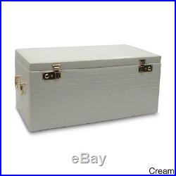 Leather Jewelry Box Case Large Organizer Display Storage Watch Ring Mirror Cream