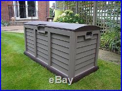 Lockable Plastic Garden Storage Box Waterproof Wheels Large Shed Outdoor Garage