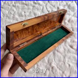 Long Lockable Thuja Jewelry Wooden Box, Green Leather Packaging, Jewelry Organizer