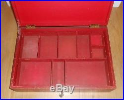 Meccano Original Dark Red / Burgundy Large Storage Box Two Inner Trays & Key