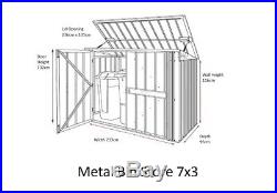 Metal Bin Storage Store Garden Shed Outdoor Wheelie Bins Container Box 7x3 NEW