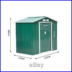 Metal Garden Shed 6 x 6 Large Lockable Roofed Tool Storage Box 4 Air Vents Green