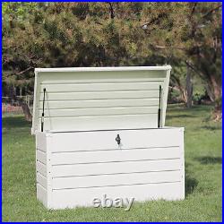 Metal Large Garden Storage Box Outdoor Sit On Bench Shed Waterproof Chest Trunk