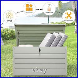 Metal Large Garden Storage Box Outdoor Sit On Bench Shed Waterproof Chest Trunk