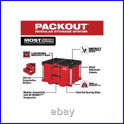 Milwaukee Tool Box 2-Drawer Storage PACKOUT Modular System Jobsite Construction