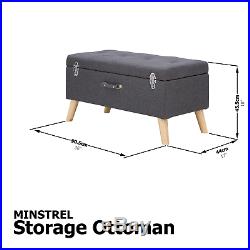 Minstrel Large Ottoman Storage Unit Blanket Box Hopsack Fabric Stool Bench