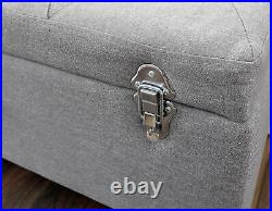 Minstrel Large Ottoman Storage Unit Blanket Box Hopsack Fabric Stool Bench Grey