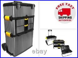 Mobile 3part Stainless Steel Tool Box Storage Chest Rolling Organizer Work Cart