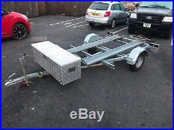Motorcycle trailer with large storage box, two bikes