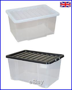 Multipacks of 50 Litre Large Plastic Storage Boxes with Lids! New & Improved Box