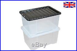 Multipacks of 50 Litre Large Plastic Storage Boxes with Lids! New & Improved Box