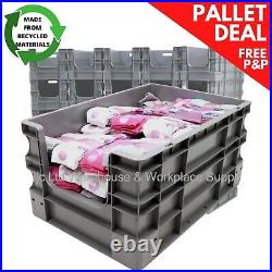 NEW 45 x 55 Litre Open Front Grey Plastic Euro Storage Container Boxes Box Bins