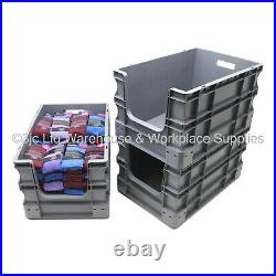 NEW 45 x 65 Litre Open Front Grey Plastic Euro Storage Container Boxes Box Bins