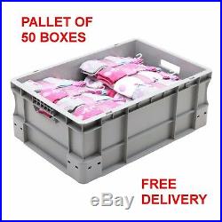 NEW 50 x 45 Litre Heavy Duty Grey Plastic Euro Storage Container Boxes Box Bins