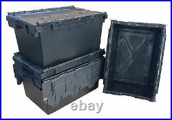 NEW Plastic Storage Boxes Containers Crates Totes with Lids 10 x 80 Litre