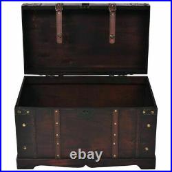 New Brown Wooden Vintage Treasure Chest Storage Cabinet Box Trunk
