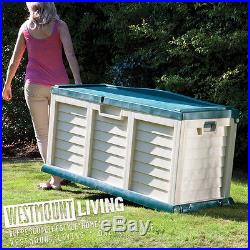 New Large Plastic Garden Storage Deck Box Weatherproof Chest Bench