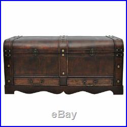 New Vintage Large Wooden Treasure Chest Storage Trunk Box Brown/Mocha Brown