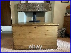 Old Antique PINE CHEST, LARGE Wooden Blanket TRUNK, Coffee TABLE, BOX, Storage