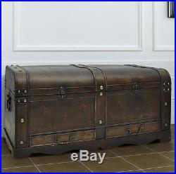Old Coffee Table Large Storage Box Retro Rustic Blanket Wooden Trunk Room Chest