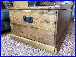 Old Large PINE CHEST, Blanket TRUNK, Coffee Table, WOODEN Storage BOX, Vintage